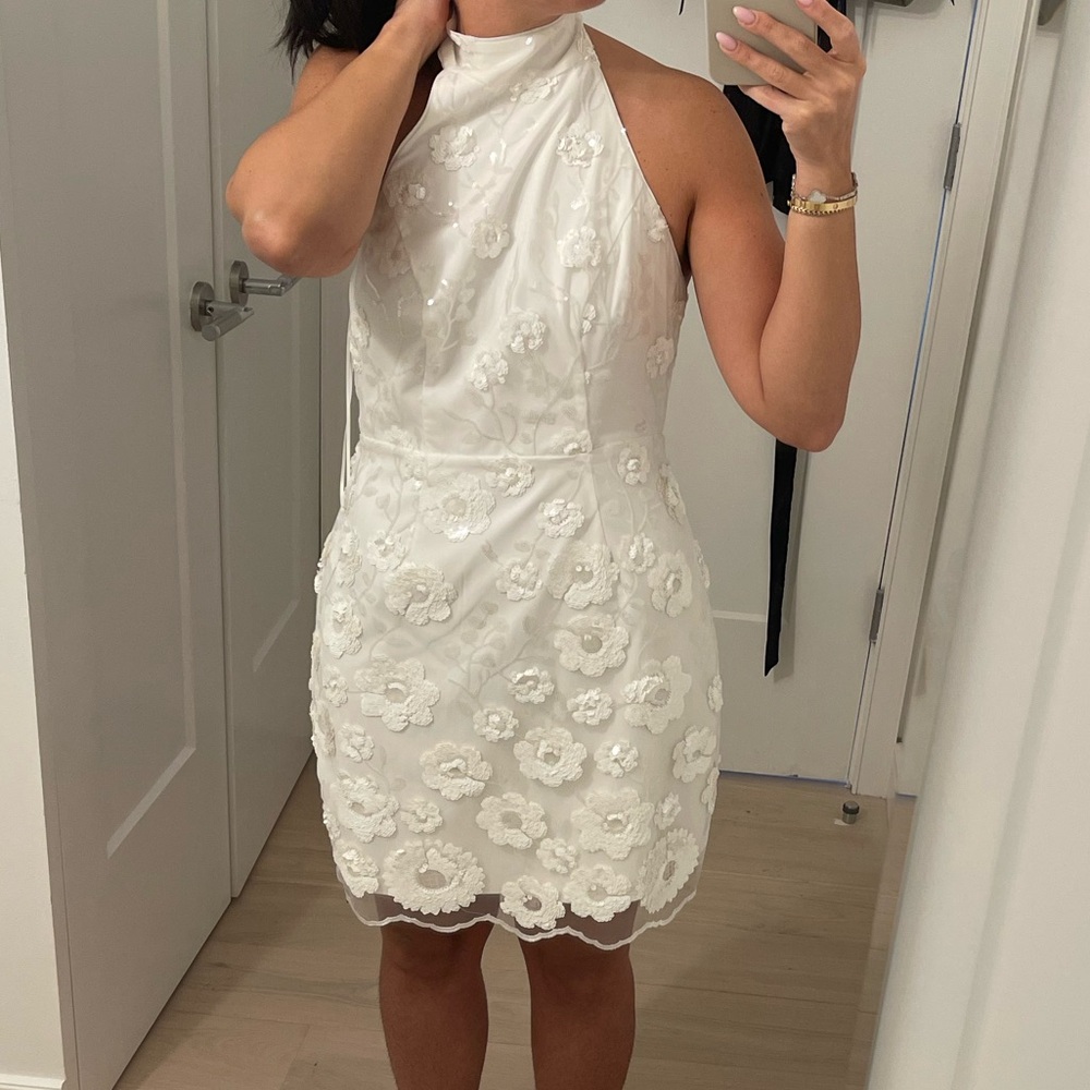 NWT Milly Harriet Floral Halter Minidress Bridal White Size 4